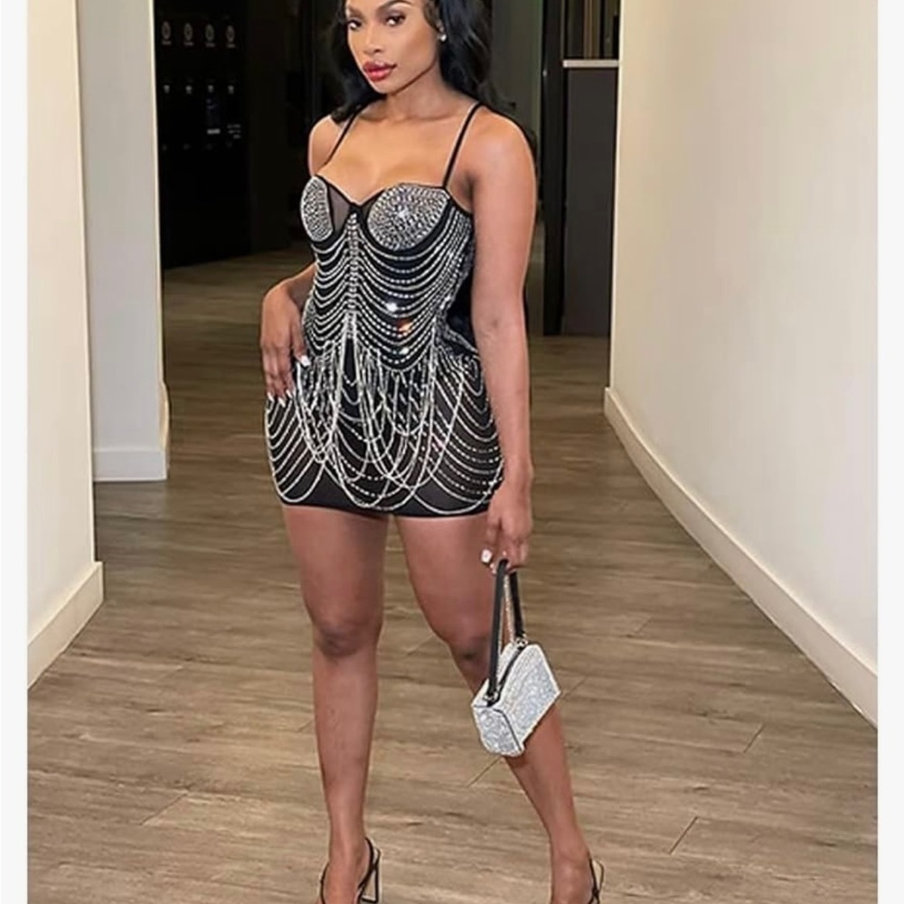 Black & silver mesh dress